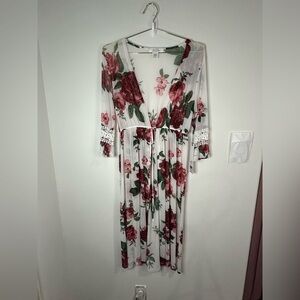 LIFE Love Is For Eternity Floral Kimono Cardigan | Sheer Rose Print Cover Up M L